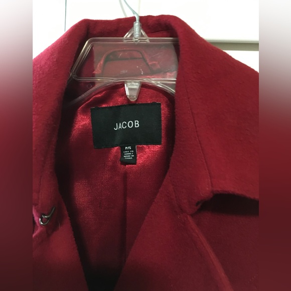 Red Pea Coat, Jacob, Wool, double breasted, mint condition, US6 - Picture 2 of 4